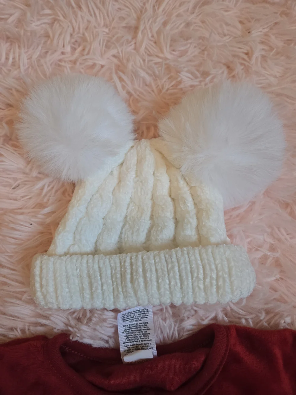 Red HOLIDAY onsie & Pompom Hat